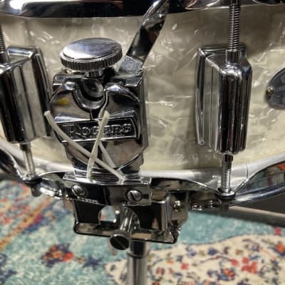 Rogers 14x5" Dyna-Sonic Snare Drum 1960s - White Marine Pearl, Stunning! image 10