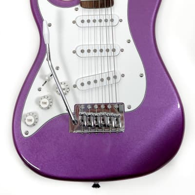 SX 1/2 Size Left Handed Electric Guitar Package w/Bag & Headph amp RST 1/2 MPP Metallic Purple Left image 3