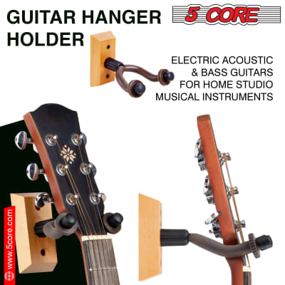 5 Core Guitar Wall Mount Guitar Hanger Wall Hook Holder Sturdy Hardwood for Acoustic Electric Guitar Bass Banjo Mandolin- GH WD 1PC image 10