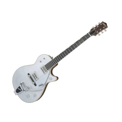 Gretsch G6129T-59 Vintage Select '59 Silver Jet 6-String Right-Handed Electric Guitar with Bigsby, Ebony Fingerboard, and Dual TV Jones Classic Pickups (Silver Sparkle) image 3