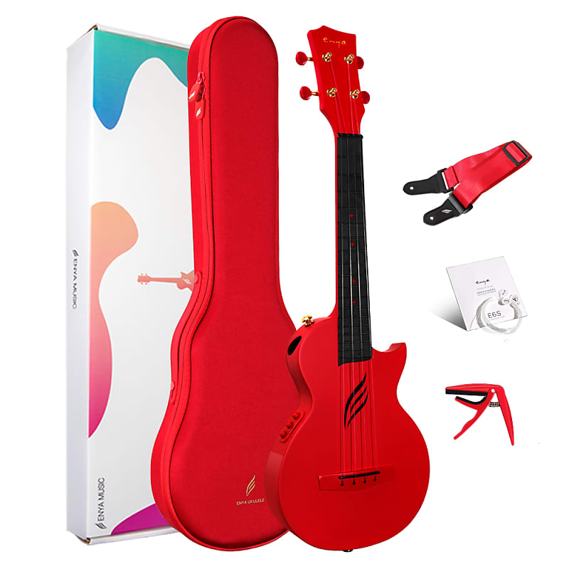 Enya Nova U Carbon Fiber Concert Red Ukulele AcousticPlus