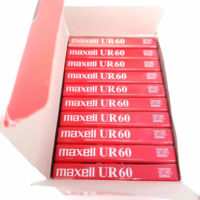 BOX OF 10 MAXELL UR 60 TYPE I BLANK CASSETTE TAPES (SEALED)