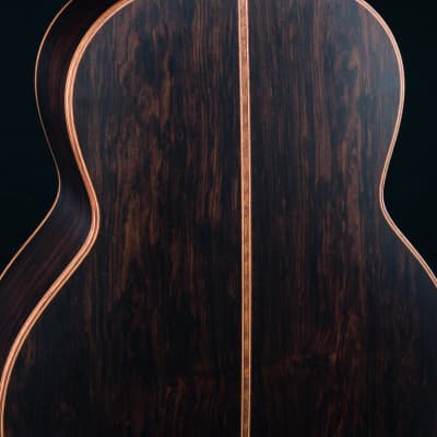 Lowden F-50 African Blackwood and Sinker Redwood with Abalone Top Trim, Inlay Package and Leaf Inlays NEW image 20