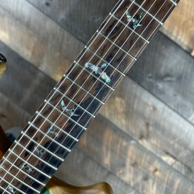 PRS Wood Library Custom 24 Semi-Hollow Flame Maple 10 Top, Korina Back, Torrified Maple Neck, Ziricote FB - Blue Fade 391867 image 4