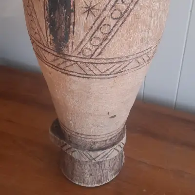 African Hand-Made Djembe Drum 1950s Exotic Hardwood image 6