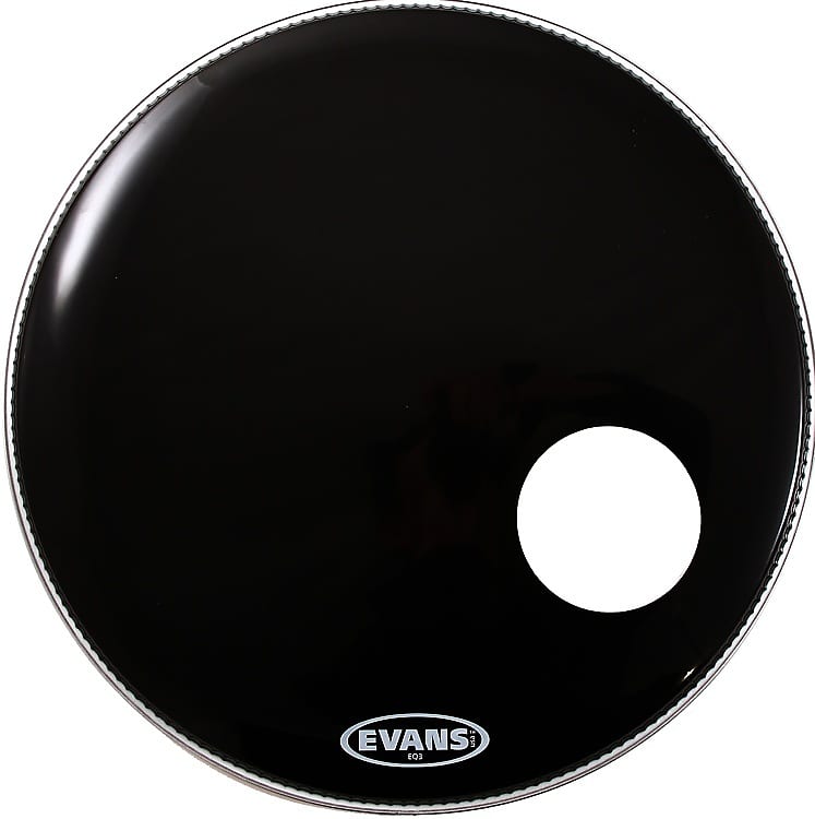 Evans EQ3 Resonant Black Bass Drumhead - 22 inch - With Port Hole image 1
