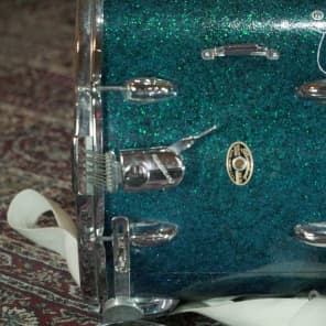 Slingerland 1965 Maple Marching 15"x12"  Snare Drum in "Blue/Turquoise Sparkle" w/ Sling image 6