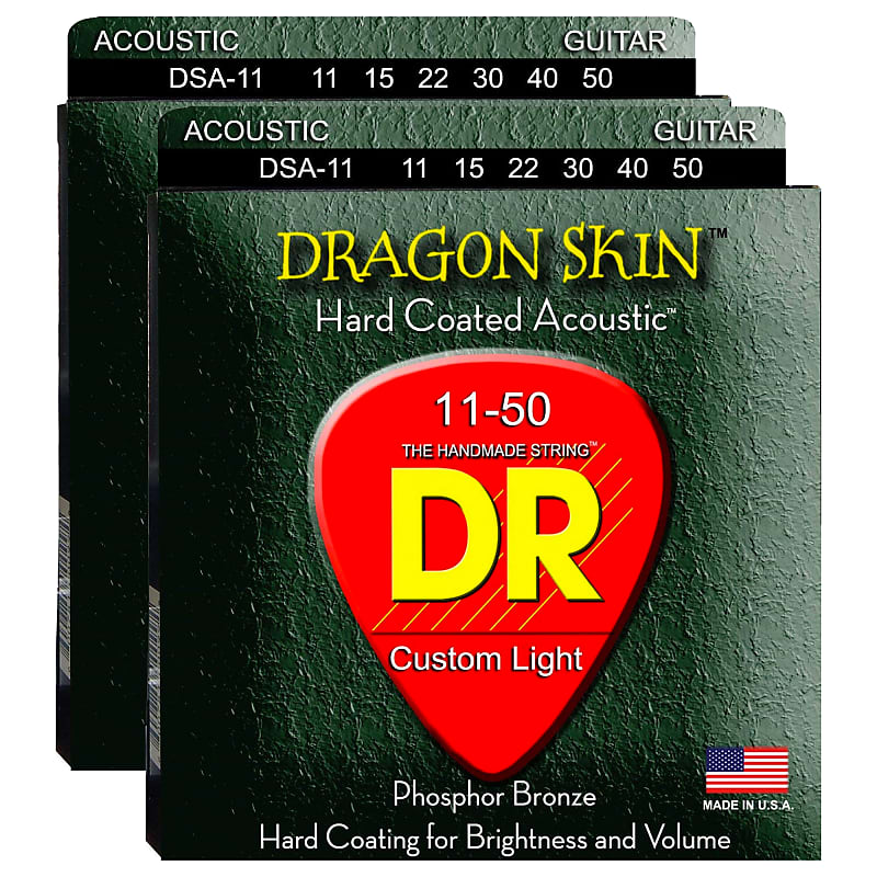 DR Strings Dragon Skin K3 Acoustic 11-50 2 Pack Bundle image 1