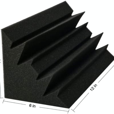 Acoustic Foam Bass Trap Studio Corner Wall 12" X 6" X 6" (4 PACK) Made in USA image 3