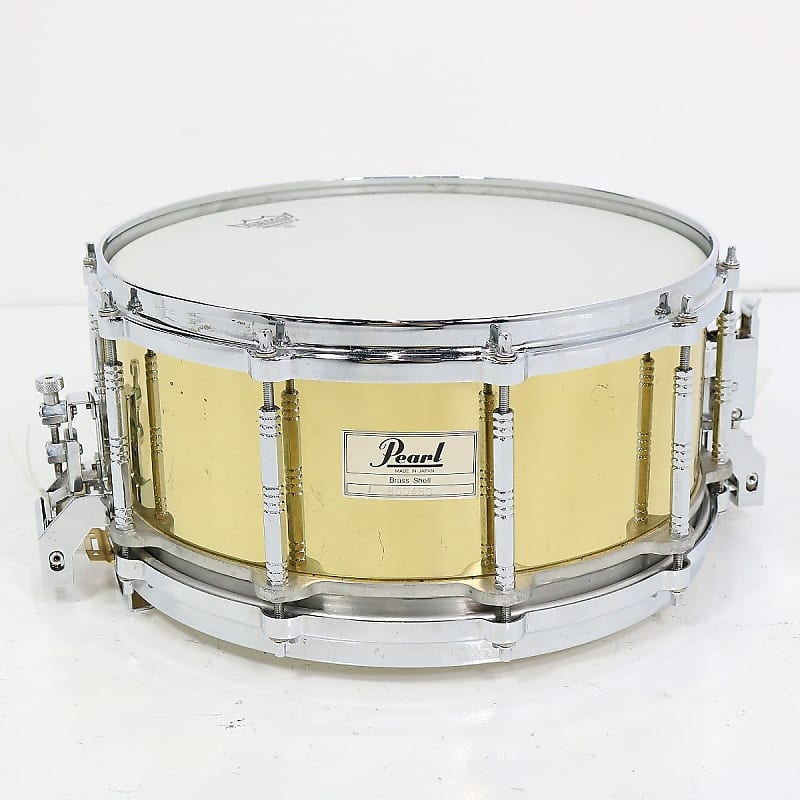 1980s Pearl 6.5x14 Brass Free Floating Snare Drum B-914D