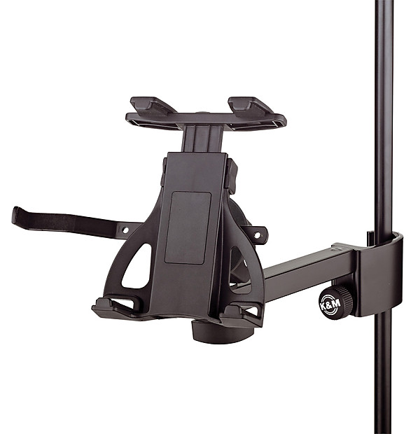 K&M 19740 Universal Clamp-On Mic Stand Tablet Holder image 1