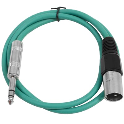 SEISMIC 6 PACK Green 1/4" TRS  XLR Male 2' Patch Cables image 2