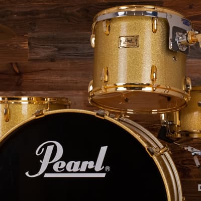 PEARL CLASSIC MAPLE 4 PIECE DRUM KIT CUSTOM MADE FOR STEVE WHITE, GOLD SPARKLE, GOLD FITTINGS image 11