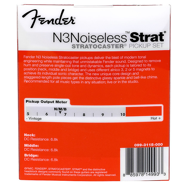 Fender N3 Noiseless Strat Pickups Set (3 Pickups) | Reverb