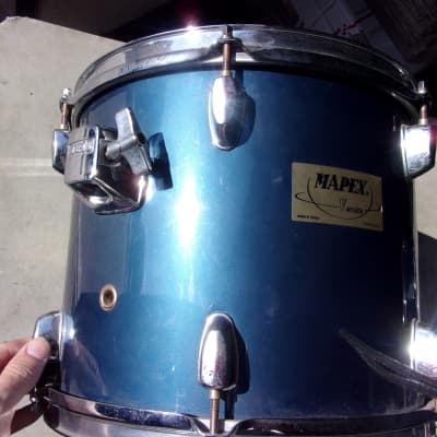 Lot of 2 Mapex V Series Hanging Toms 13" x 10" + 12" x 9" light blue with mounts Has double badges image 9