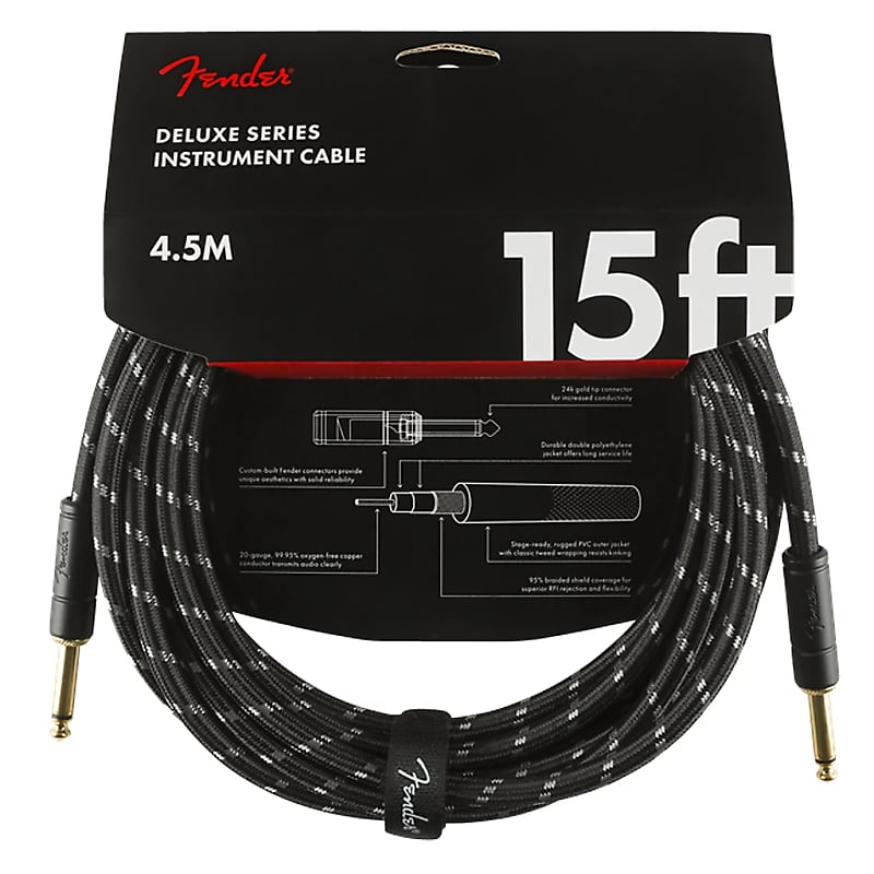 Fender Deluxe Series Straight / Straight TS Instrument Cable - 15' image 1