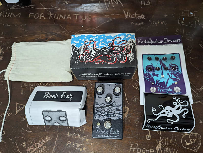 EarthQuaker Devices Black Ash Endangered Fuzz 2018 - Black Texture / White  Print