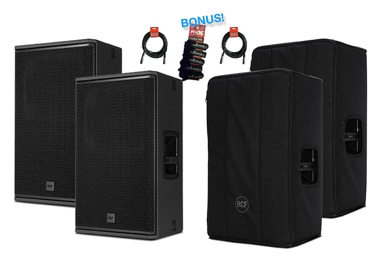 2x RCF NX 945 A Professional active speakers with covers + Reverb