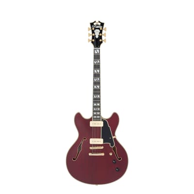 D'angelico Deluxe DC w/ Stop-Bar Tailpiece - Satin Trans Wine image 2