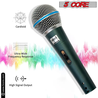 5 Core Professional Dynamic Microphone PAIR Cardiod Unidirectional Handheld Mic Karaoke Singing Wired Microphones with Detachable XLR Cable, Mic Clip, Carry Bag  BETA 2PCS image 9