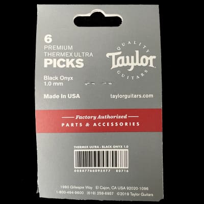 Taylor Premium Darktone 351 Thermex Ultra Guitar Picks 6-pack Black Onyx 1.00mm image 3