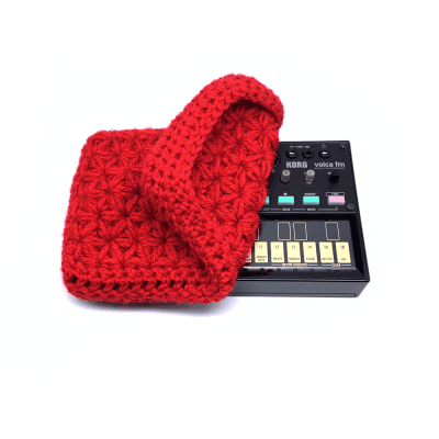 Jasmine stitch crochet dust cover for Korg Volca series modules - Red image 1