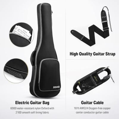 39 Inch Solid Body Electric Guitar Stratocaster Style Kit with Bag, Cable, Strap Full Kit Bundle image 7