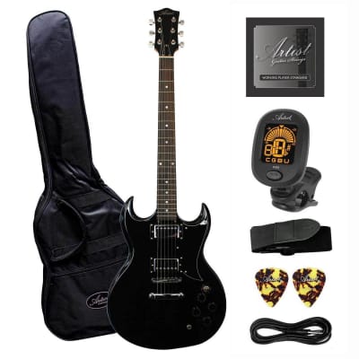 Artist AG1 Black Electric Guitar w/ Humbucker Pickups & Accessories for sale