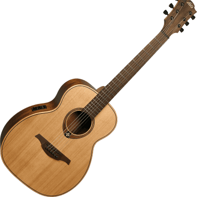Lag TRAVEL-RCE Travel Series Solid Red Cedar Top Khaya Neck 6-String Acoustic-Electric Guitar w/Case image 5