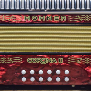 Hohner Corona II 3-Row 12-Bass 31-Button G/C/F Red Diatonic Accordion w/Bag image 7
