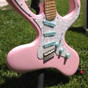 Bender / Brian Eastwood Distortacaster  Bubblegum Pink/Blue Electric Guitar image 1