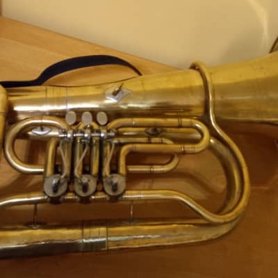 tuba "ES" Soviet 3 Valves Brass Pipe Wind Instrument USSR Vintage and Rare image 1