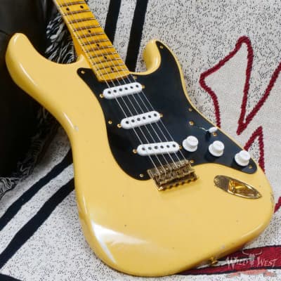 Fender Custom Shop Limited Edition 70th Anniversary 1954 Stratocaster Hardtail Relic Nocaster Blonde with Black Pickguard & Gold Hardware 6.90 LBS image 8