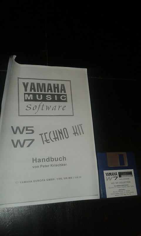Yamaha W5 W7 TECHNO Kit 1996 disk floppy repro manual english dance legends vintage analog ambient image 1