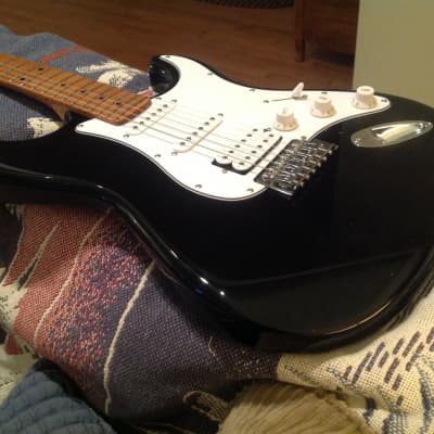 Custom Full Thickness Fender (esque) LV Shop Stratocaster Partscaster in Gloss Black Poly w/ Nitro Roasted Maple Neck image 5