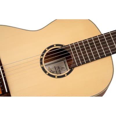 Ortega Pro 7 - 7 String Solid Top Nylon String Classical Guitar w/Deluxe Gig Bag, Full Size  (R133-7) image 5