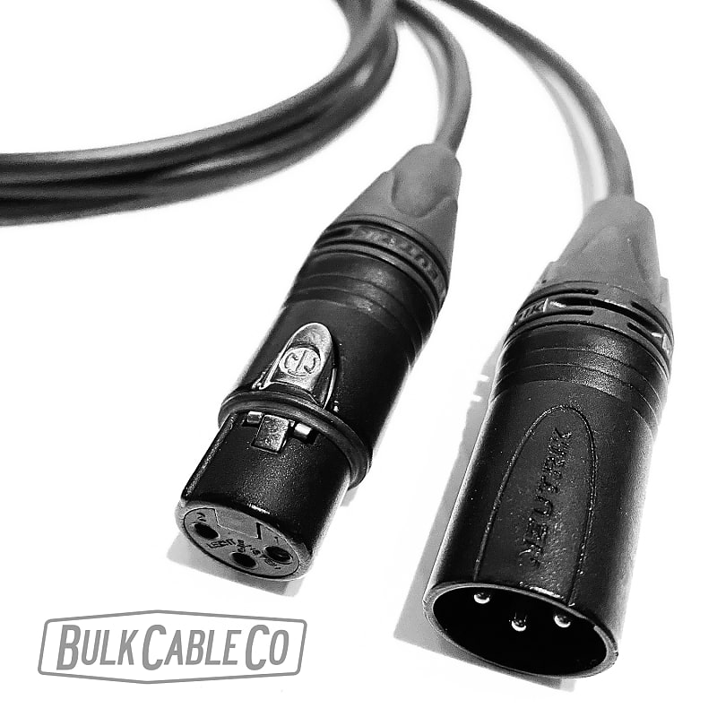XLR Audio Cable with Male Right Angle to Female Straight Neutrik Connectors