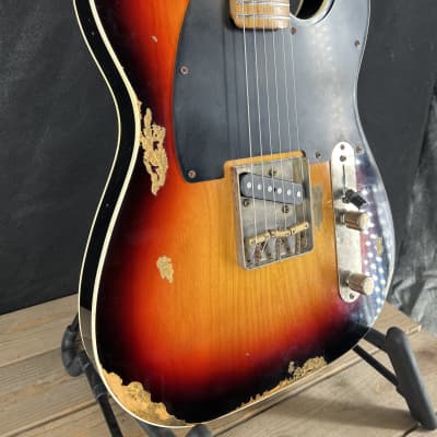Von K Guitars T-Time ESQ Relic Tele Style Aged 3 Tone sunburst Nitro Lacquer image 4