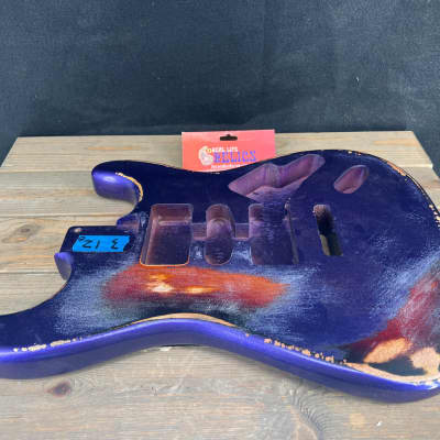 Real Life Relics Custom Class Strat® Stratocaster® Body Heavy Relic Metallic Purple Over Sunburst  #6  3 Lb 12 Oz image 7