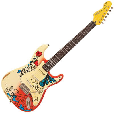 Vintage Icon v6 Blug Electric Guitar, Summer of Love for sale