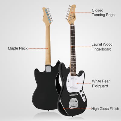 Glarry Full Size 6 String S-S Pickup GMF Electric Guitar with Bag Strap Connector Wrench Tool 2020s - Black image 5