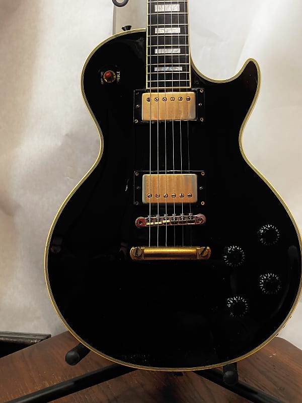 BURNY Les Paul Custom - RLC-65 (60's model) - Black on Black | Reverb