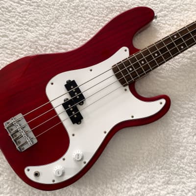 Legend Bass P-Bass Style in Standout Cadmium Scarlett Red! Nice Vintage Legend! image 2