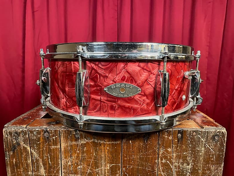 1960s Gracy 5.5x14 Snare Drum Red Pearl 8-Lug MIJ