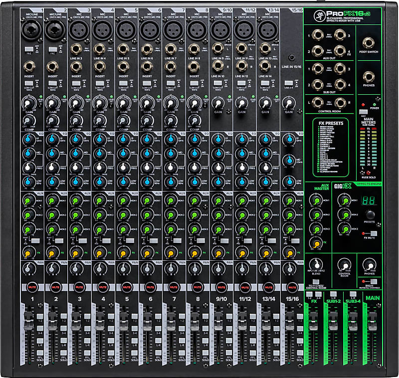 Mackie ProFX16v3 16 Channel 4-bus Professional Effects Mixer with USB image 1