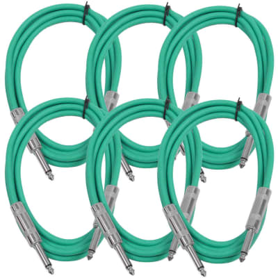 SEISMIC AUDIO New 6 PACK Green 1/4" TS 6' Patch Cables - Guitar - Instrument image 1