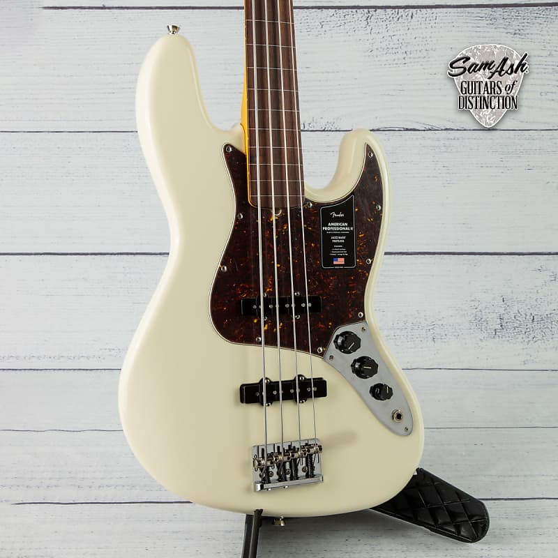 Fender American Professional II Jazz Bass Fretless Bass Guitar (Olymic White, Rosewood Fretboard) image 1