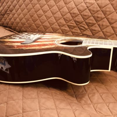 Oscar Schmidt OG10CEFLAG Concert Cutaway 6-String Acoustic-Electric Guitar - American Flag Graphic image 10