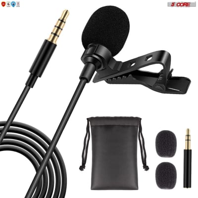 PoP voice Professional Lavalier Lapel Microphone Omnidirectional Condenser  Mic for iPhone Android Smartphone,Recording Mic for ,Interview,Video