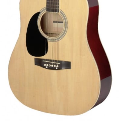Stagg SA20D 3/4 LH-Natural Dreadnought Acoustic Guitar w/ Basswood Top, Left-Hand image 1